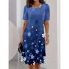 Summer Women Dress Casual Loose Short Sleeve O-Neck Print Mini Dress