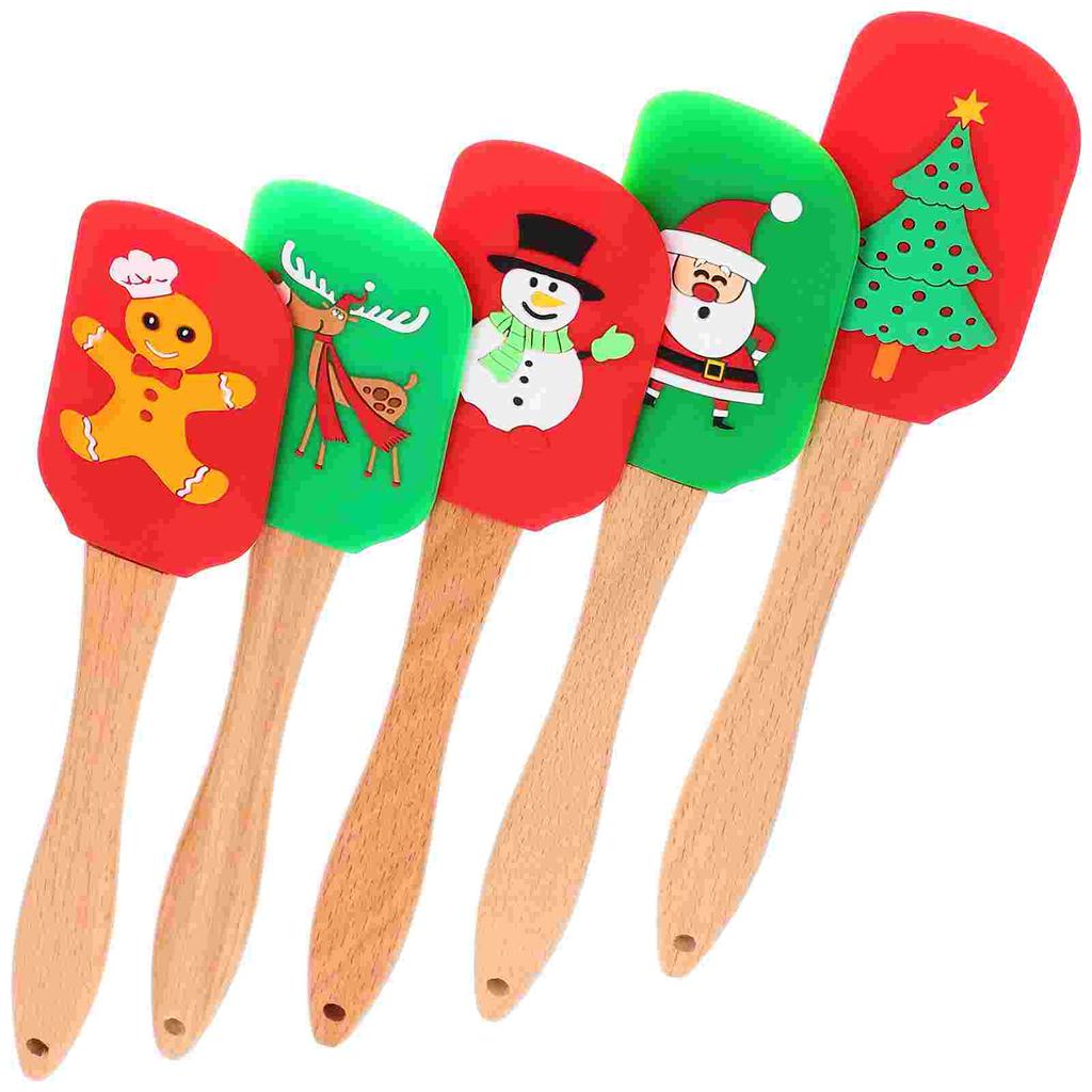 5 Pcs Premium Silicone Cream Scraper Baking Tools Multi Functional Pastry Spatula Kitchen Utensils Christmas Accessories
