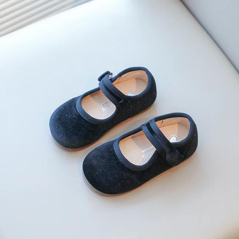 

Spring Summer Shoes for Girls Dopamine Color Velvet Mary Jane Shoes Child Soft Sole Elastic Band Ballet Flats Kids Casual Shoes 24