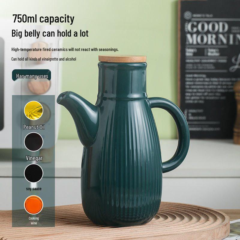 Ceramic Leak-Proof Oil Pot - Large Capacity for Home Use