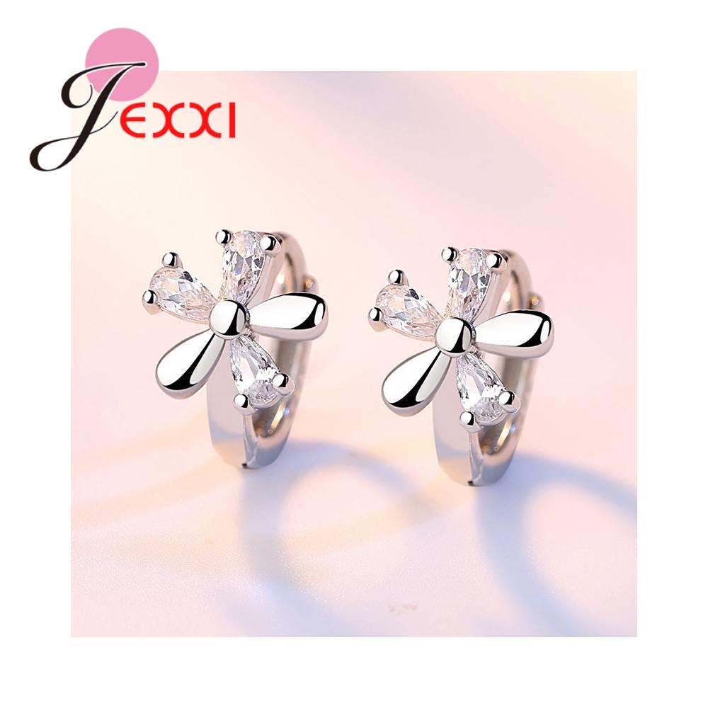 

Sell Women Earring Clear Crystal Flower Shape Accessories 925 Silver Color Gifts For Girls Cheap Sale Vintage Goods China Mainland