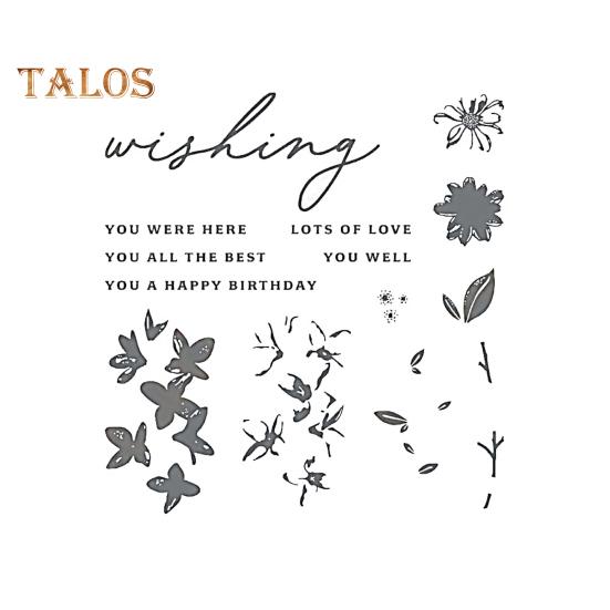 Stamps And Dies Set Reusable Silicone Stamp Carbon Steel Dies Flower Plants Animal Pattern Stamps Set for Greeting Card Making DIY Festivals Album