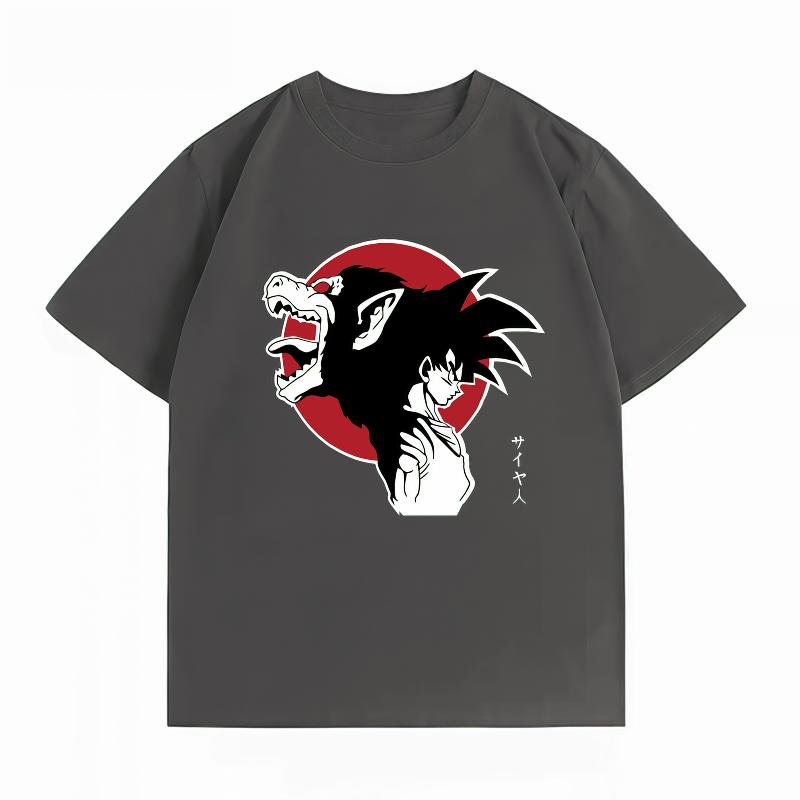 Dragon Ball Goku Oozaru Saiyan Silhouette Print Tshirt Casual Short Sleeve Cotton Anime Streetwear Unisexs Tshirt