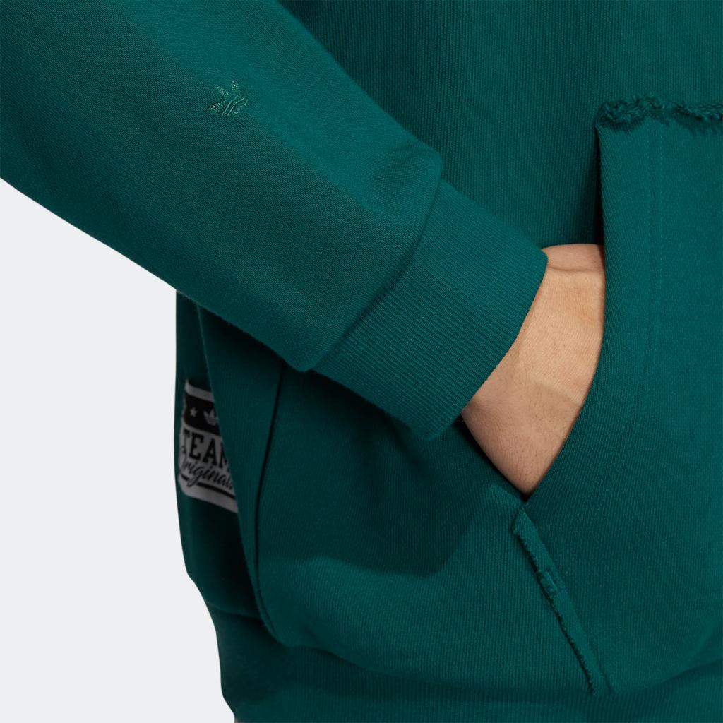 Adidas Originals Trefoil Logo Print Drawstring Hoodie With Long Sleeves Men Tops Green HS7286