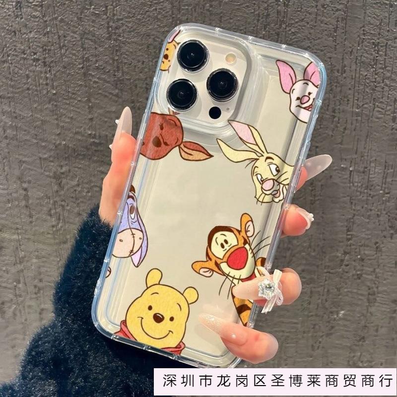 Winnie Tigger iPhone16promax mobile phone case Apple 15 transparent 14 Europe and America 13 Pro airbag 12/11