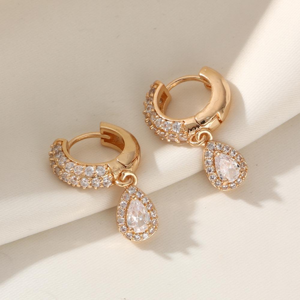 Fashion Water Droplets Dangle Earrings for Women Sparkling Zirconia Fashion Jewelry Gift