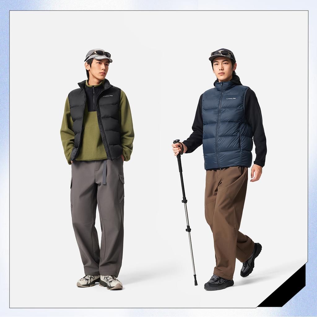 Li Ning Fitness Series Stand Collar Logo Letter Down Vest Men Vest AMRV077-3