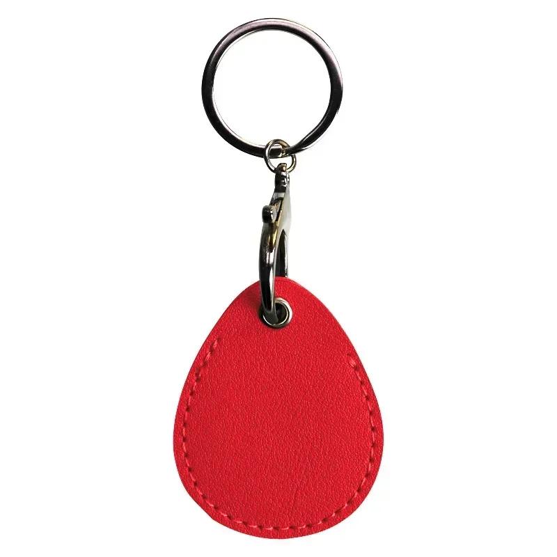 Leather Card Holder Keychain Key Ring Door Lock Access Tags ID Card Case Keychain Access Card Bag Key Tag Ring