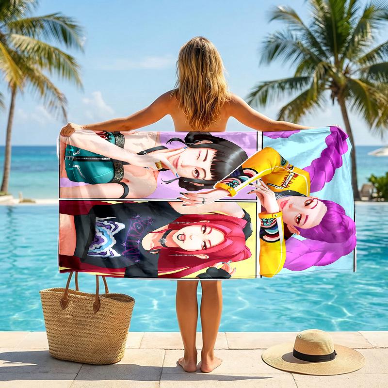 Kpop Hunter Fashion Beach Towel: Ideal for Summer Adventures Soft, Absorbent and Quick Drying Suitable for Swimming and Bathing