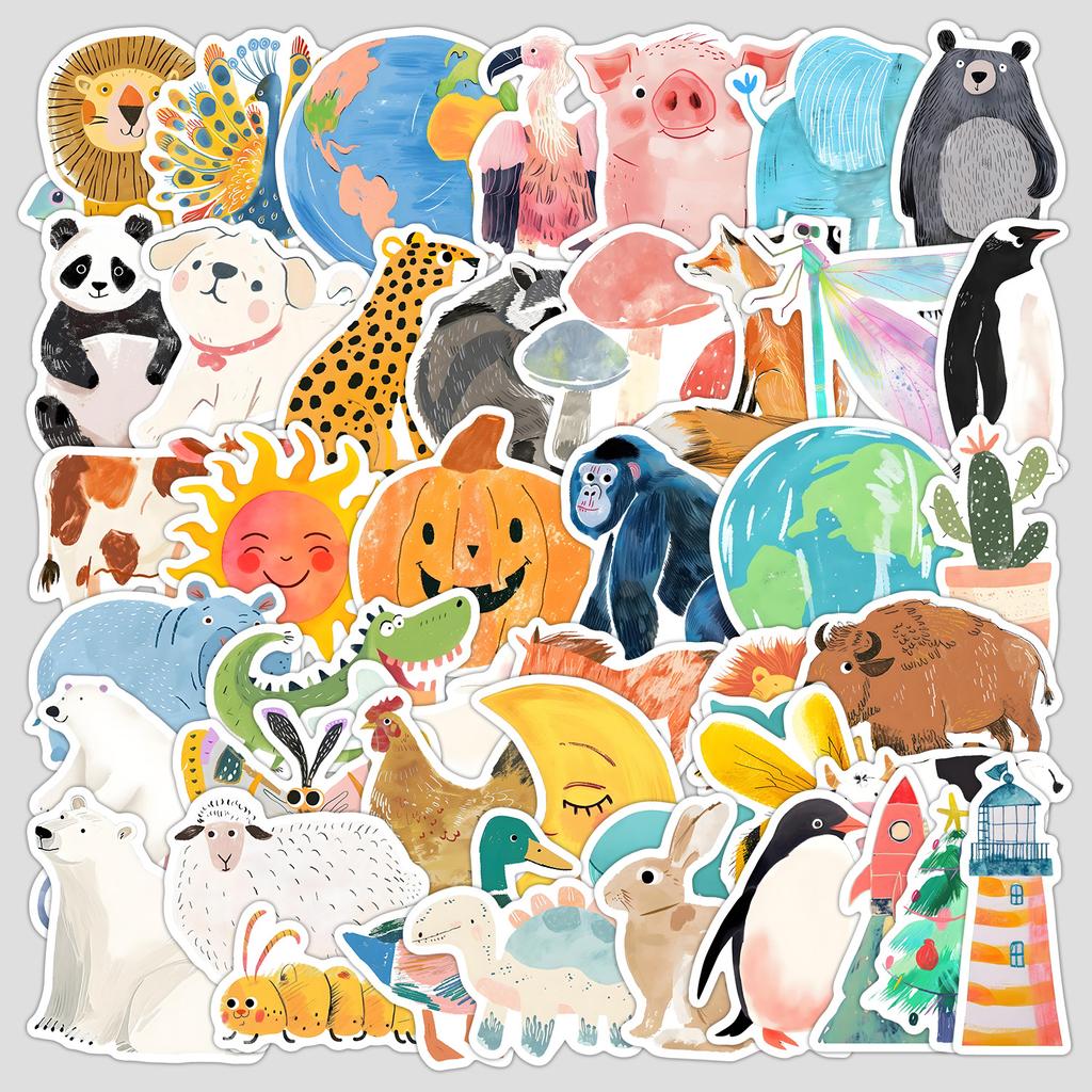 50 Cute Children's Graffiti Stickers Creative Children's Graffiti Stickers Water Cup Suitcase Waterproof Decorative Stickers