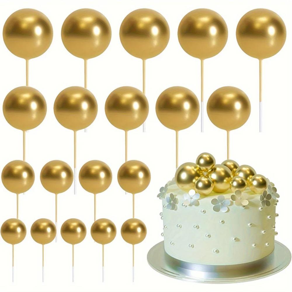 20/30Pcs Cake Balls Decoration Gilded Black Happy Birthday Foam Ball Cake Stickers Party Mother's Day Decor DIY Wedding Decor