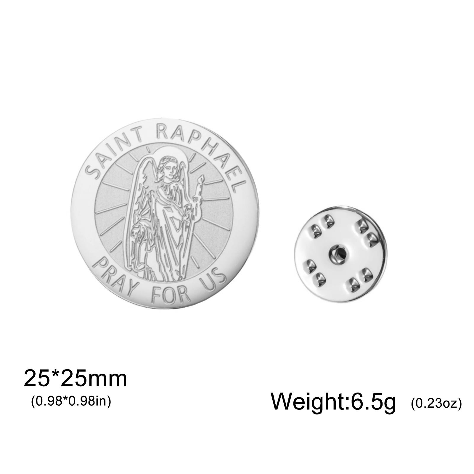 Archangel Saint Raphael Brooch ST. Raphael Pray for Us Medal Pin Jewelry Religious Christian Jewelry Gift For Men