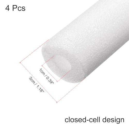 uxcell Foam Tubes, 1 x 3 x 100cm, Hollow Polyethylene Pool Noodle Pipe Covers for Pipe Protection and Heat Retention, White, 4-Pack