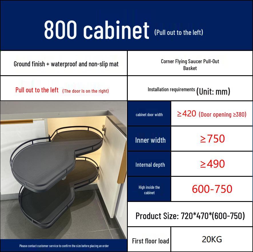 Rotating Kitchen Cabinet Corner Lazy Susan Spice and Dish Rack Storage Basket