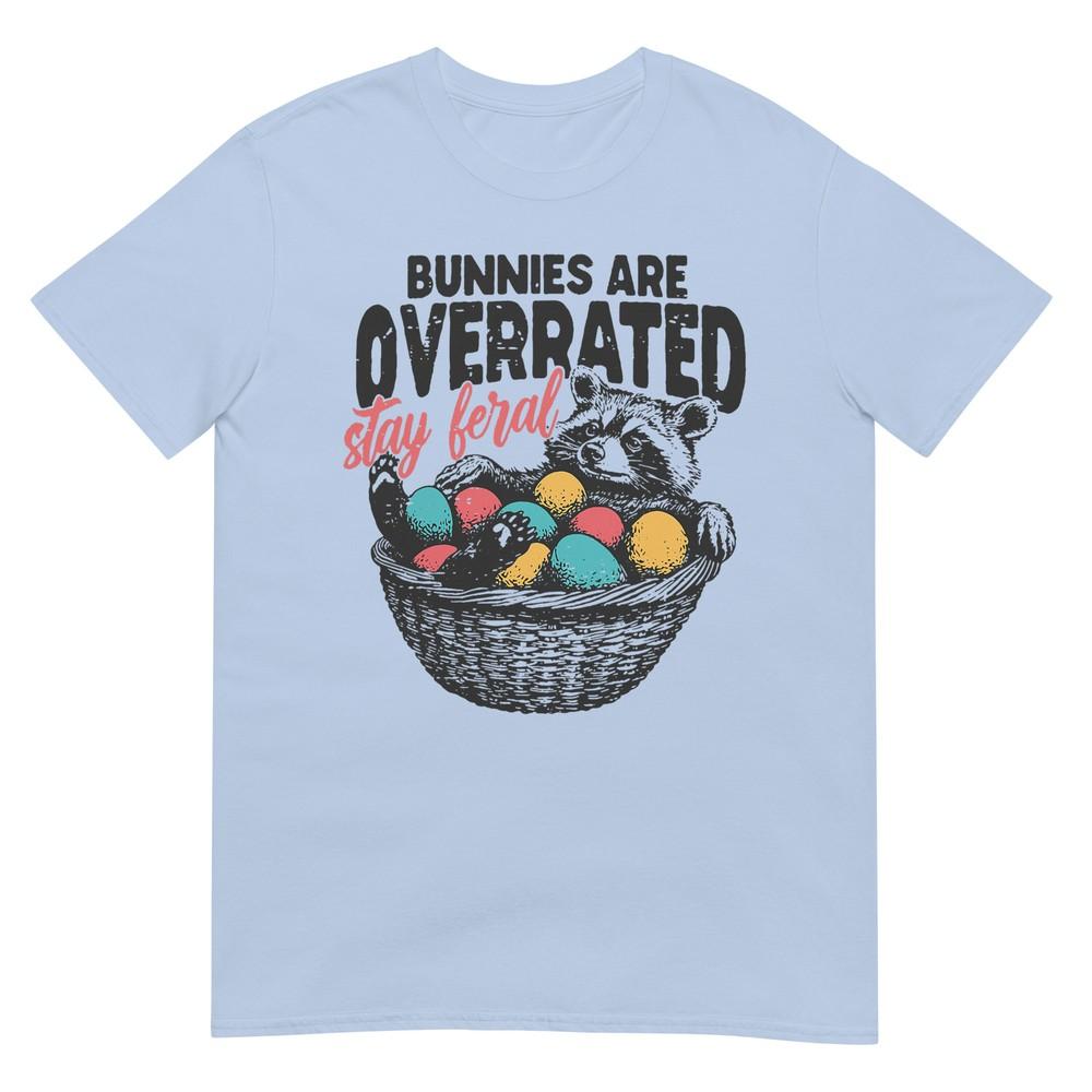 Bunnies Are Overrated Stay Feral Raccoon Retro Easter Day TShirt S