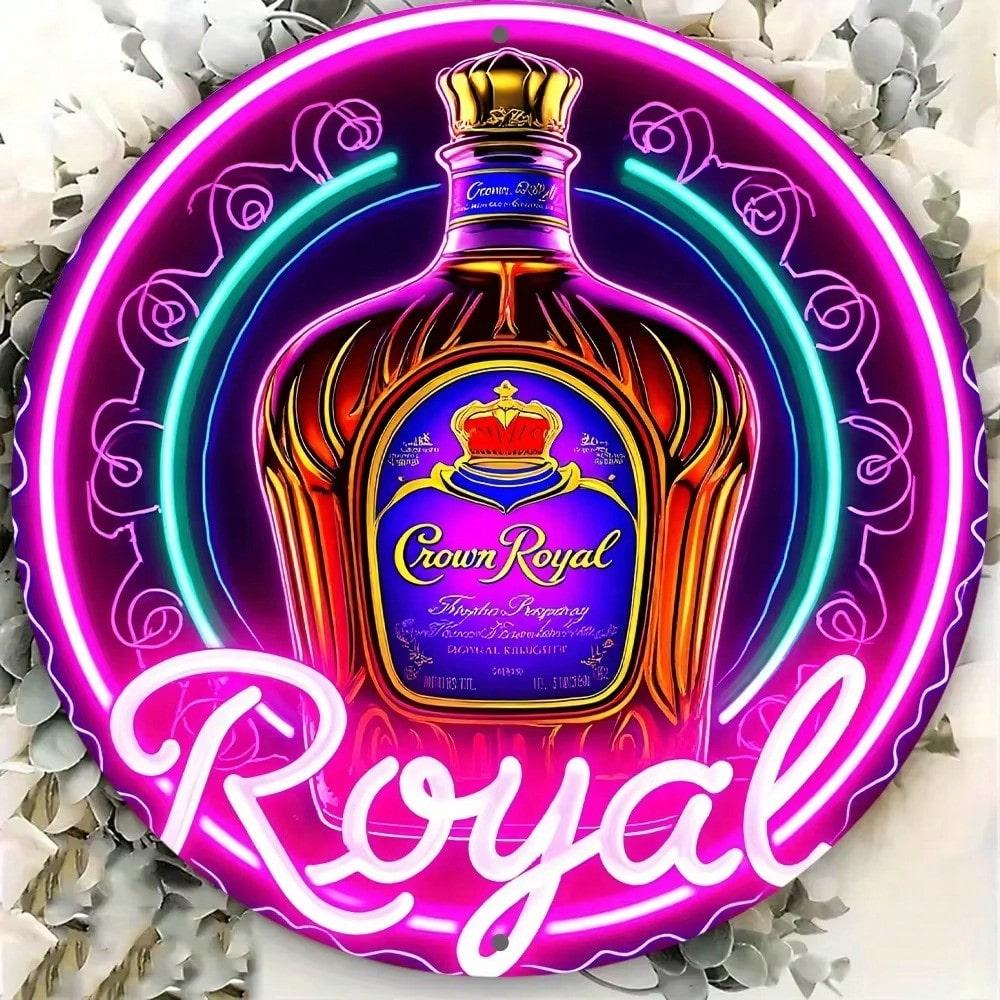 Crown Royal Neon Sign Aluminum Metal Wall Art HD Print Waterproof Dustproof Home Bar Decor