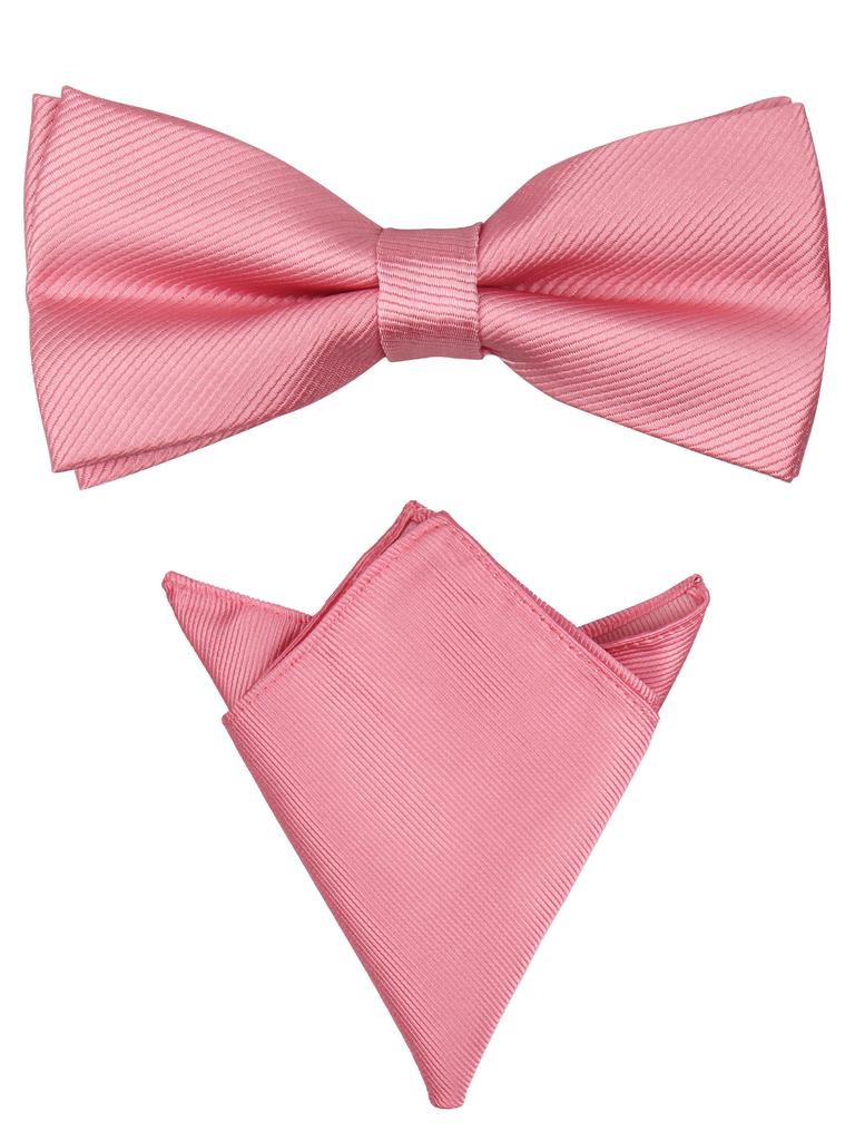 Bow Ties For Men Pre-tied Butterfly Knot Bowtie Hanky Set Solid Color Bow Tie Handkerchief For Adult Male Wedding Gift