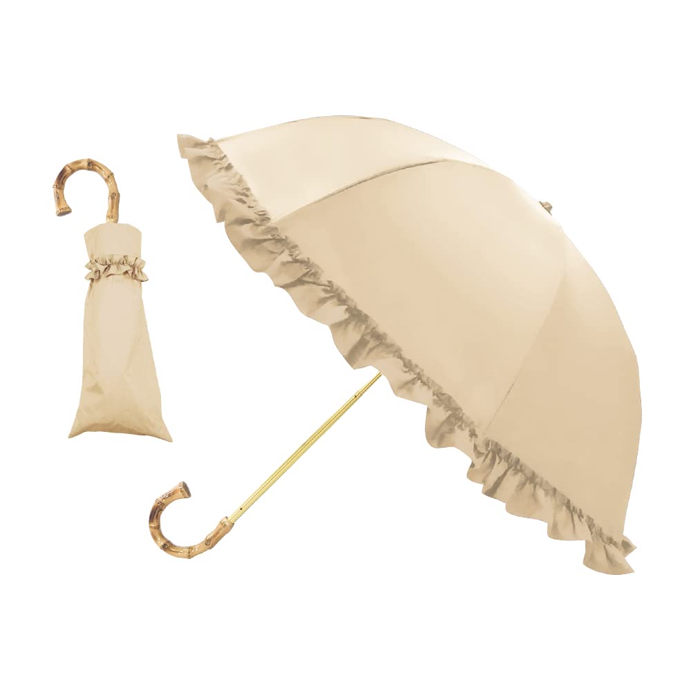 Kamio Japan Full Blackout Folding Frilled Umbrella UV Sun and Cute for Pink Trick Parasol/2-Way [Shade Rate/100% Protection/UPF50+/UV Protection/For