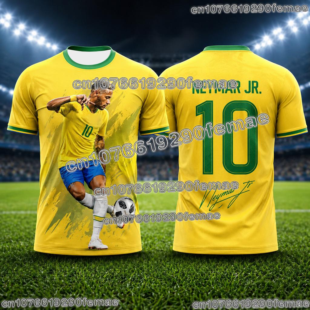 Nieuw Trendy Neymar Voetbalshirt 3D Geprint Ademend Zomers Sportshirt Voor Fans Buiten Voetbaltraining En Dagelijks Gebruik