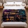 Music Theme Soft Blanket Personalized Custom Name Text Print Warm Blanket Home Sofa Bedroom Decor