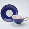 Aynsley Elizabeth Rose Gold Tea Cup and 305600108C Saucer, Athens, 200ml, Cobalt,