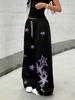 2026 Neue Modische Hosen mit Schwarz-Lila Sternenmuster, Elastische Hosen mit Kordelzug für Damen und Kinder Y2K Streetwear zum Laufen