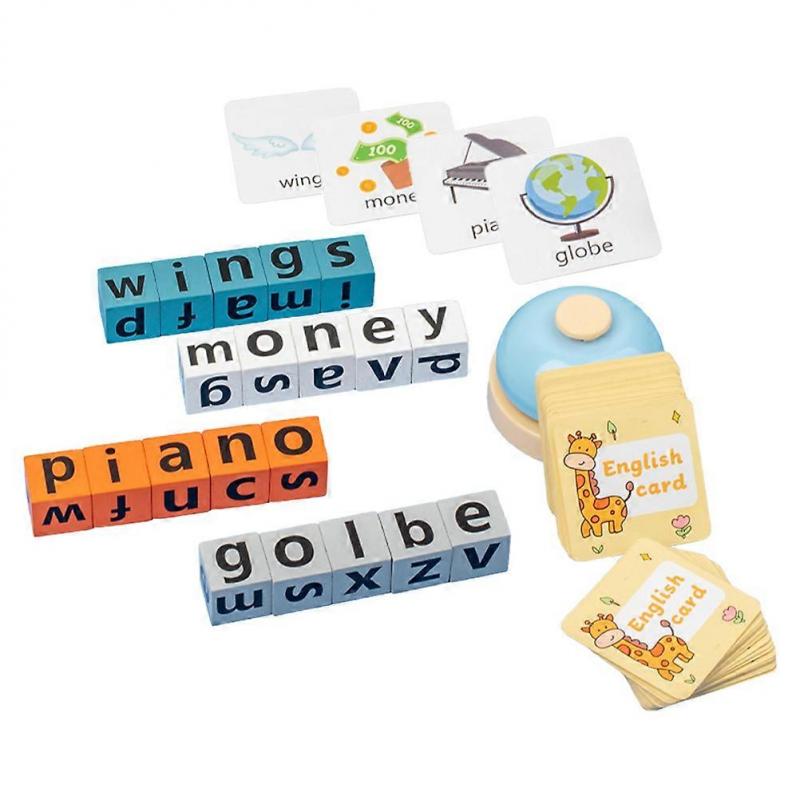 Wooden English Alphabet Blocks for Spelling Game with 1Set for Kids