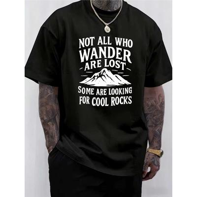 Europäische Größe Weicher atmungsaktiver Stoff Herren Freizeit Grafik-T-Shirt Berg & Inspirierendes Zitat Print Lockere Passform Rundhalsausschnitt Maschine Frühling/Sommer Oberteil