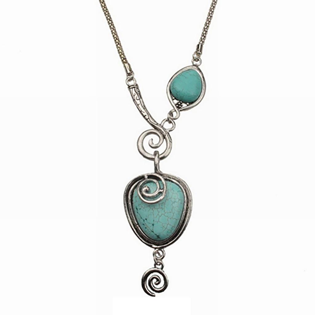 Women's Vintage Heart Bib Turquoise Necklace