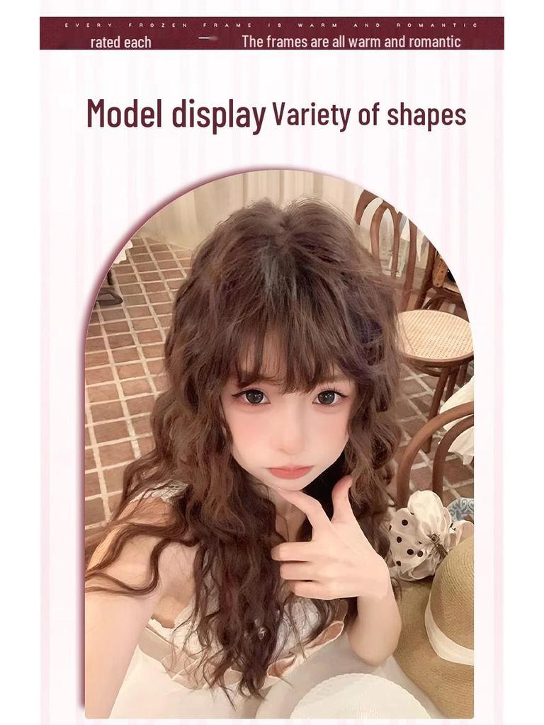 Age-Reducing Woolly Curl Wig for Women - Long Lolita Water Wave Hair with Lazy Bangs