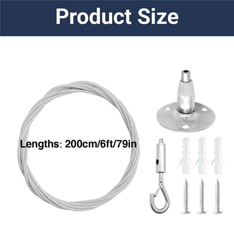 A84X-8 Pack 6Ft Ceiling Sign Hanger Wire Kit, 2M Adjustable Suspension Hanging Cable Wire With Hook Wall Mount Cable