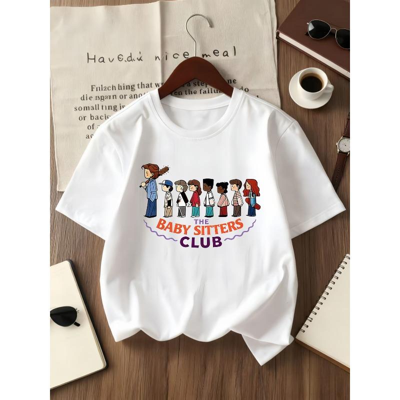 kids Crewneck Summer Tee,Sweet Print Soft Sporty Casual Top 110 белый
