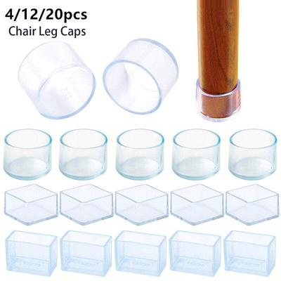 4/12/20Pcs Chair Leg Cups Silicone Clear Furniture Feet Pads Table Foot Socks Non-Slip Floor Protectors Household Accessories