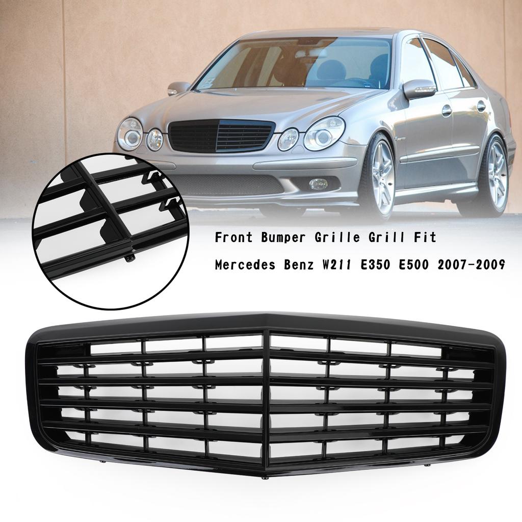 Front Bumper Grille Grill Fit Mercedes Benz W211 E350 500 07-09 Gloss Black