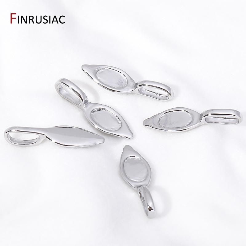 Trendy Rhodium Plated Leaf Pendant Bail Connector Clasps, Brass Glue-On Pendant Bails For DIY Fashion Jewelry Making Accessories