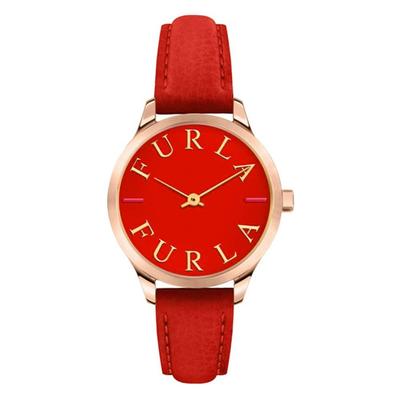Furla Like Simple Rose Gold Orange Red Leather Strap R4251124505 Watch Women's [Item]