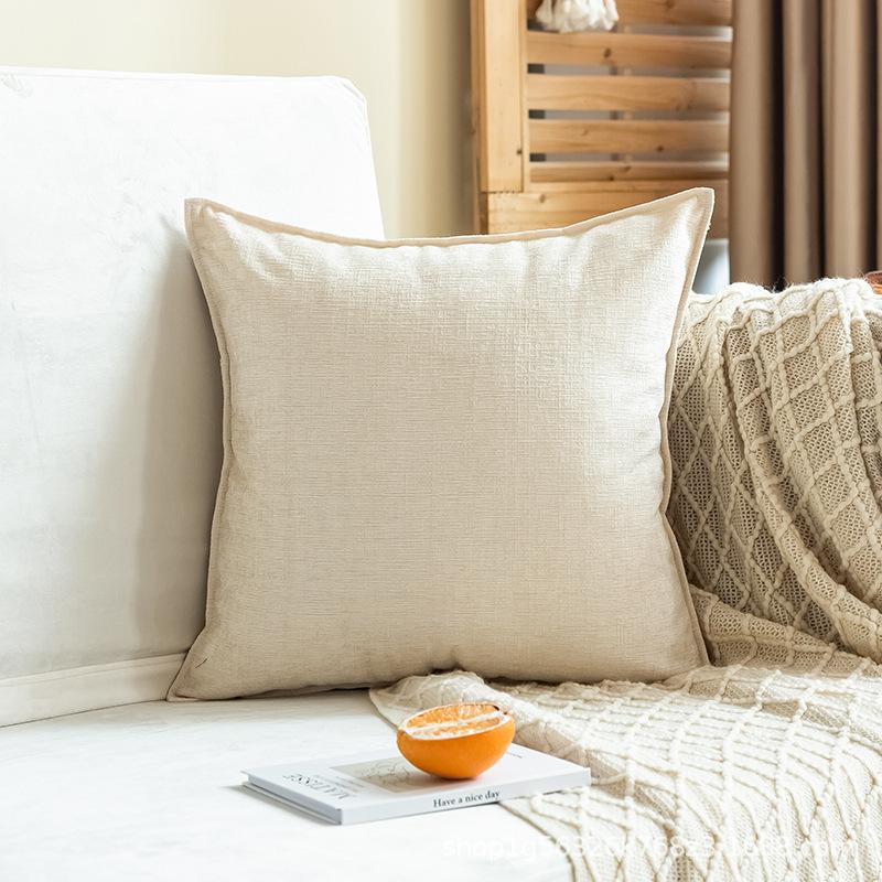 

Японская однотонная подушка из шенилла, наволочка для диванной подушки в гостиной, прикроватная подушка для спины, прикроватная подушка большого размера 45x45cm