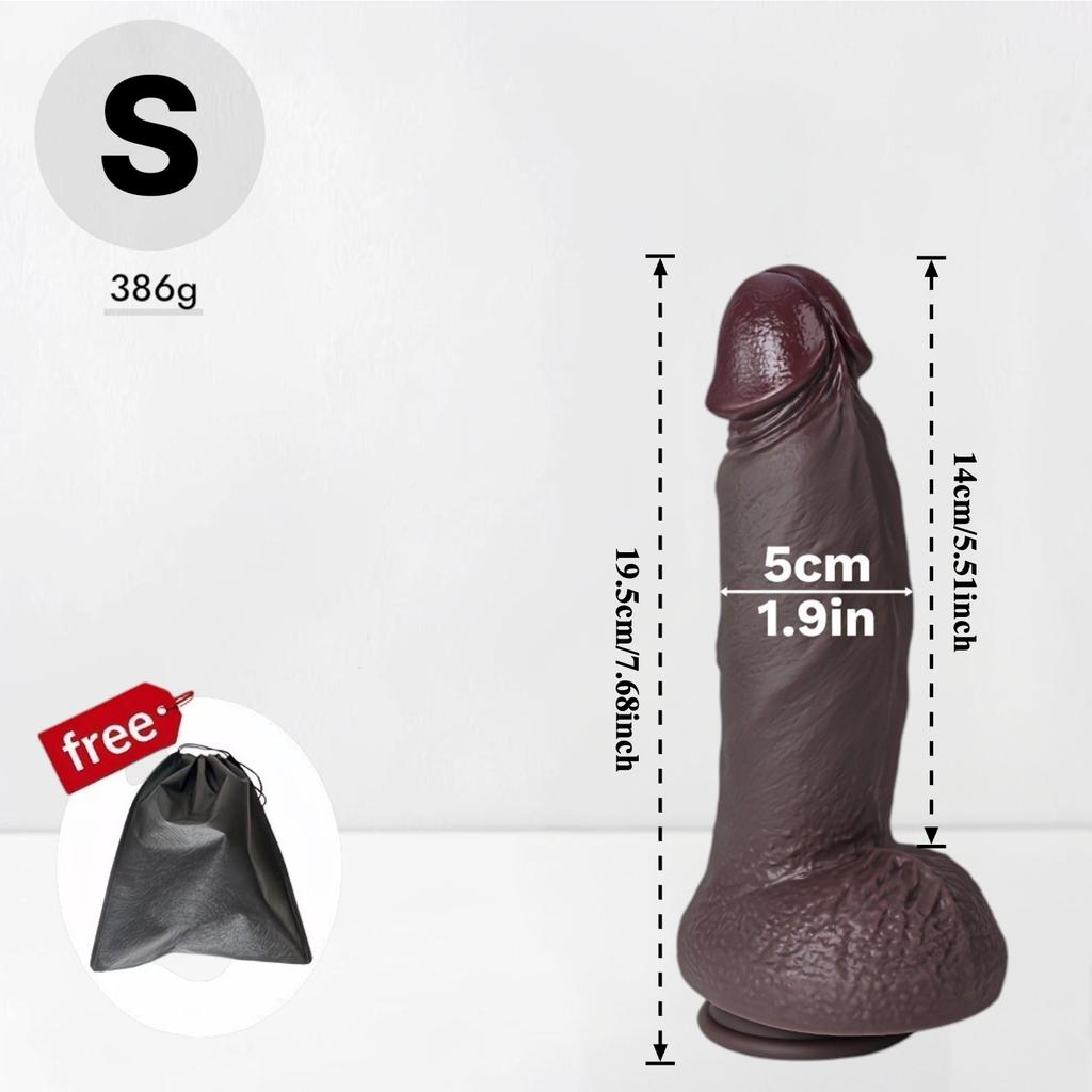 Realistic Black Thick Liquid Silicone Dildo, Soft Skin-Like Texture with Strong Suction Cup, Hands-Free Design, Strap-On Compatible Adult Toy
