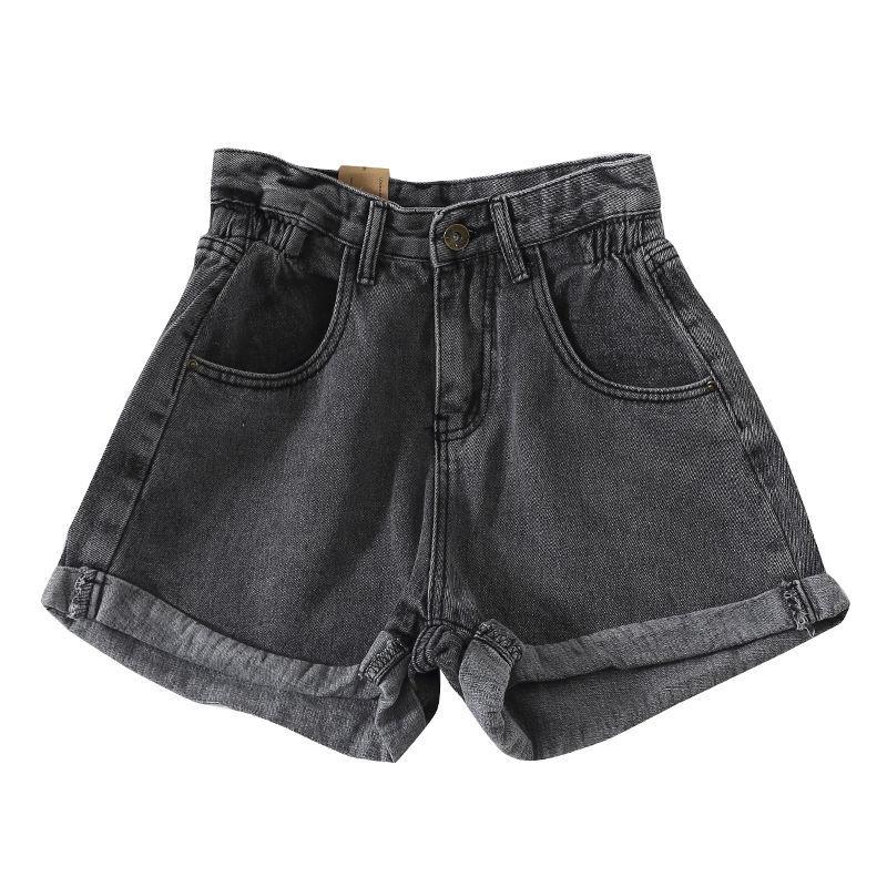 Elastic High Waisted Denim Shorts for Women Korean Version Loose Wide Leg Shorts