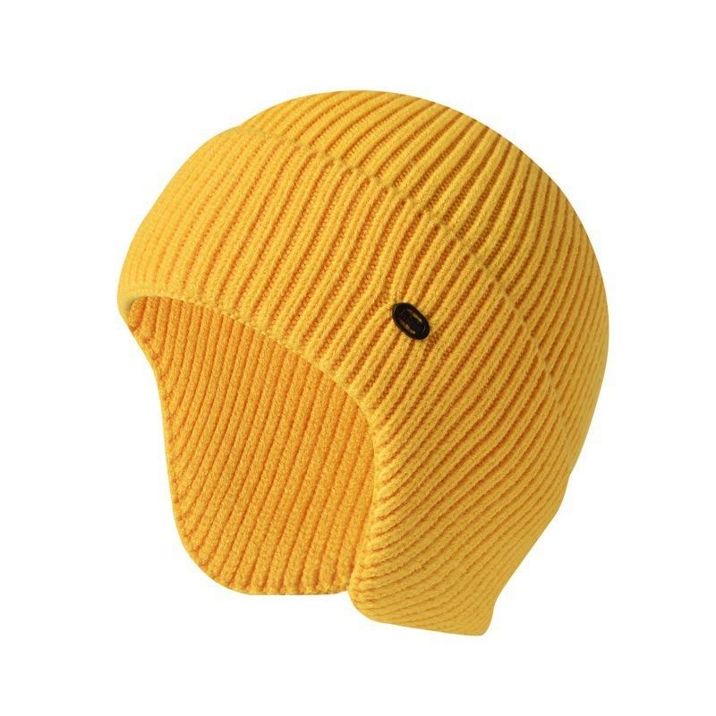 Autumn and Winter Knitted Hats Men and Women Solid Color Thermal Ear Caps Outdoor Riding Wool Caps Ski Pullovers