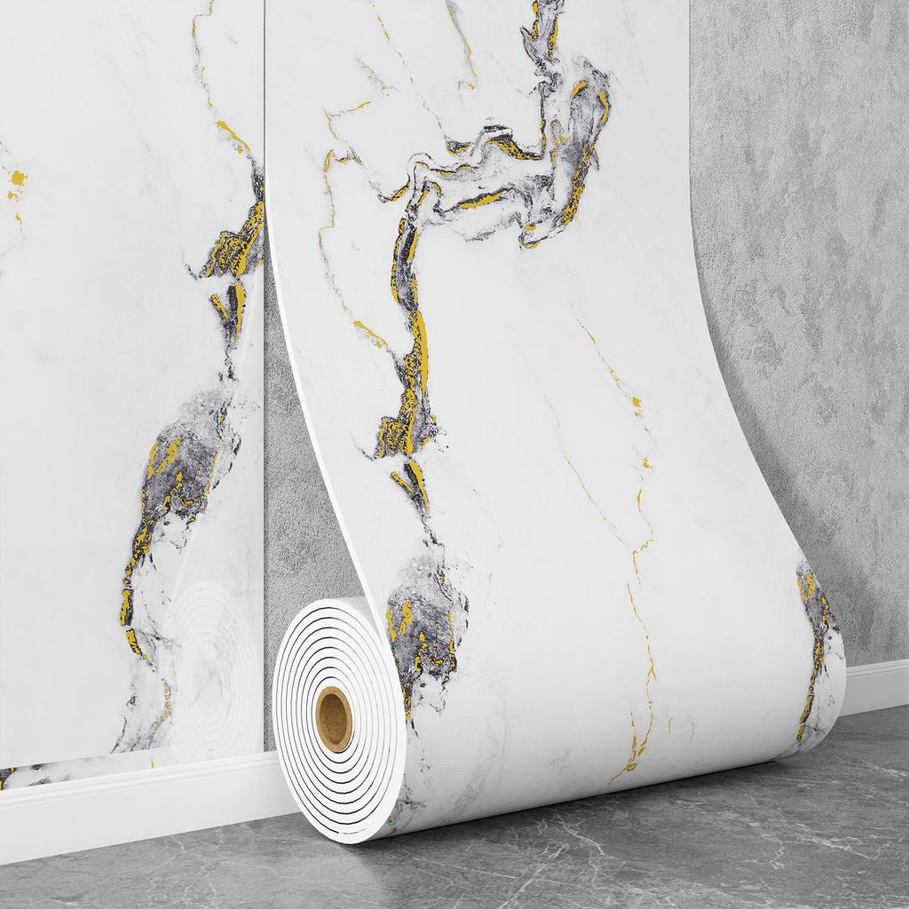 Self-Adhesive Waterproof Imitation Marble Tile Wall Sticker for Bathroom, Living Room, Kitchen, and TV Background.