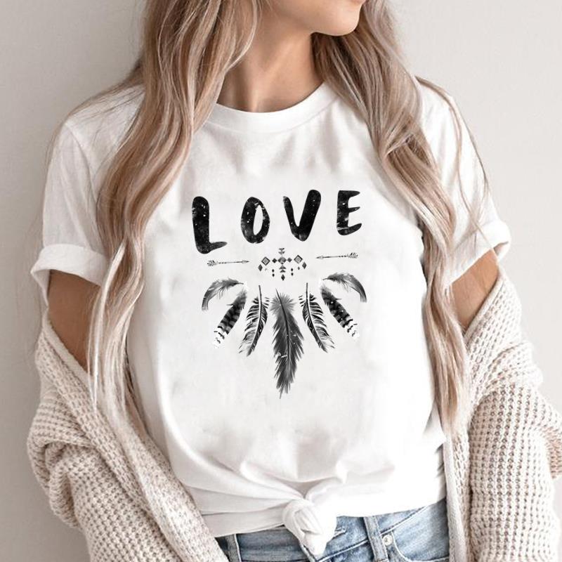 (Asian Size) love style trend Fashion Female Casual Clothing Graphic Tee Women's Top Print O-neck T Short Sleeve T-shirts