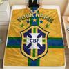 Custom Name Brazil Football Confederation Flannel Blanket, High quality Comfortable for All Seasons, Home Decor, Warmth and Comfort