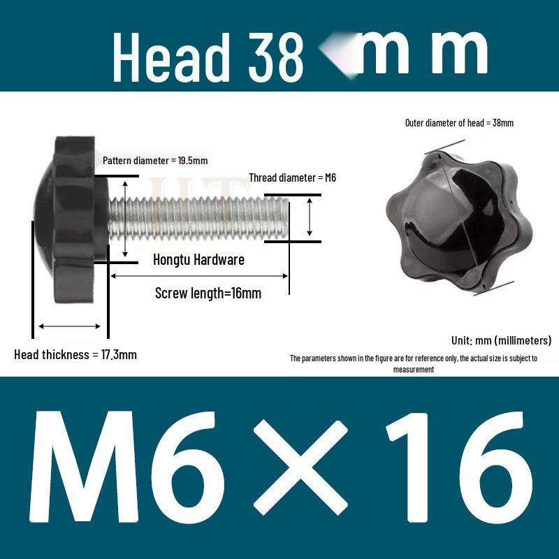 32-Head Rubber Six-Star Plum Blossom Handle Knob M5/M6/M8 Plastic Thumb Screw
