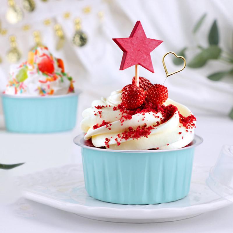 10Pcs Reusable Round Aluminum Foil Tin Cup Pudding Cake Molds Baking Tools