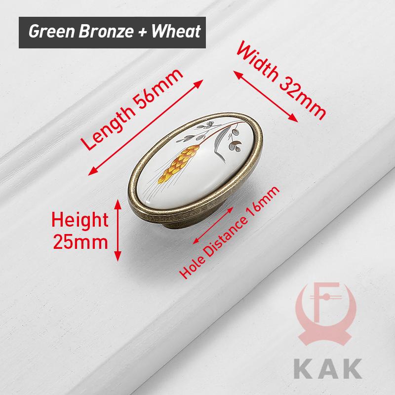 KAK Vintage Bronze Ceramic Cabinet Handles Wardrobes Door Pulls European Style Kitchen Handle Drawer Knobs Furniture Handle