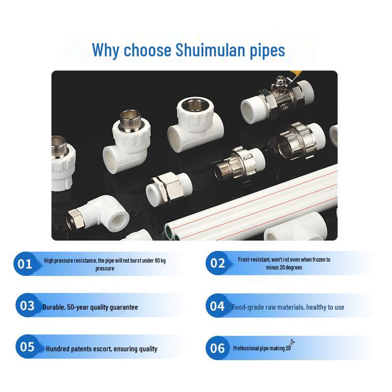 PPR Water Pipe Fittings: Internal Thread Direct Connector, 4-Point to 6-Point, Hot Melt Connection for Home Decoration.