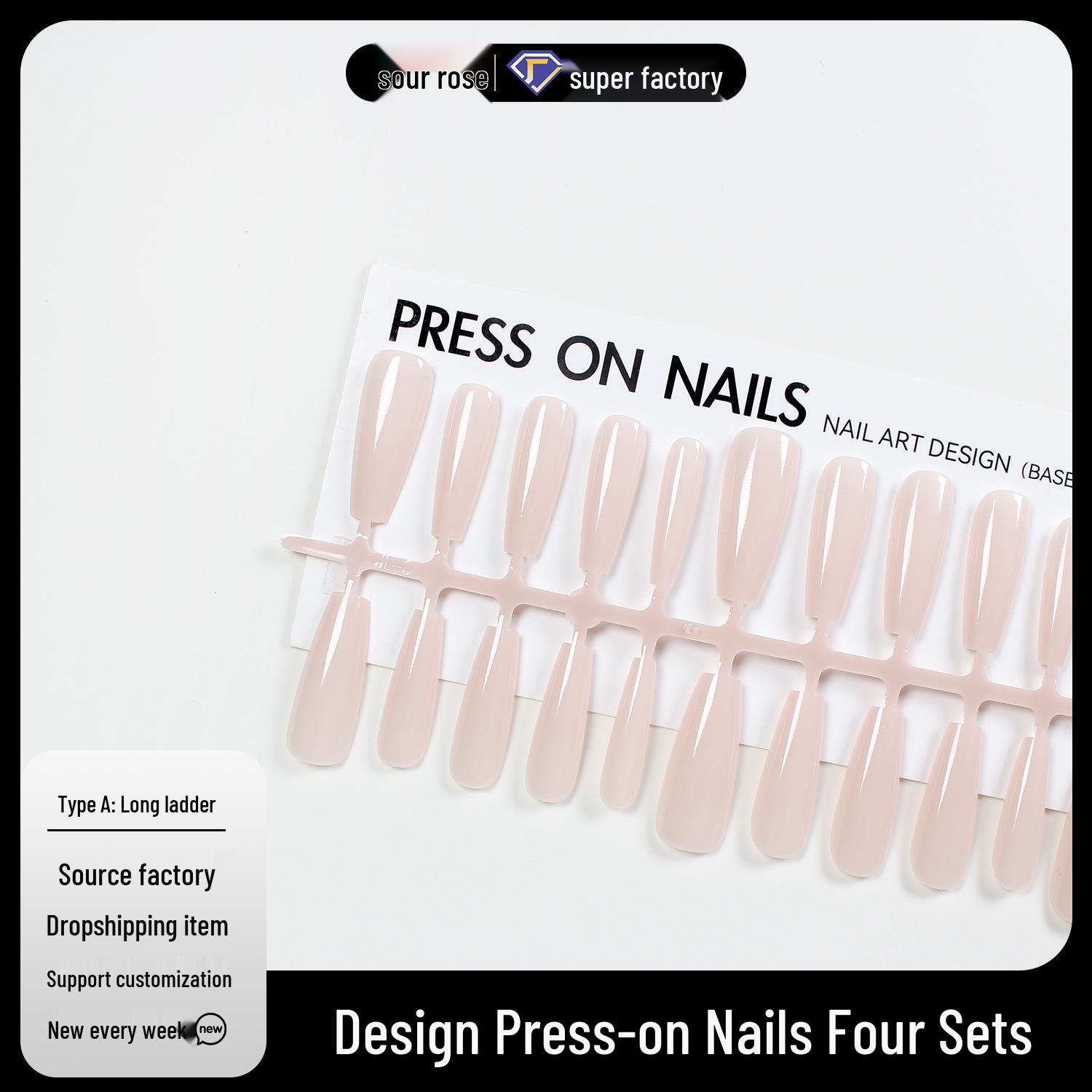 

Jiaolong Handmade Long Stiletto Solid Color Manicure Wearable Nail Tips