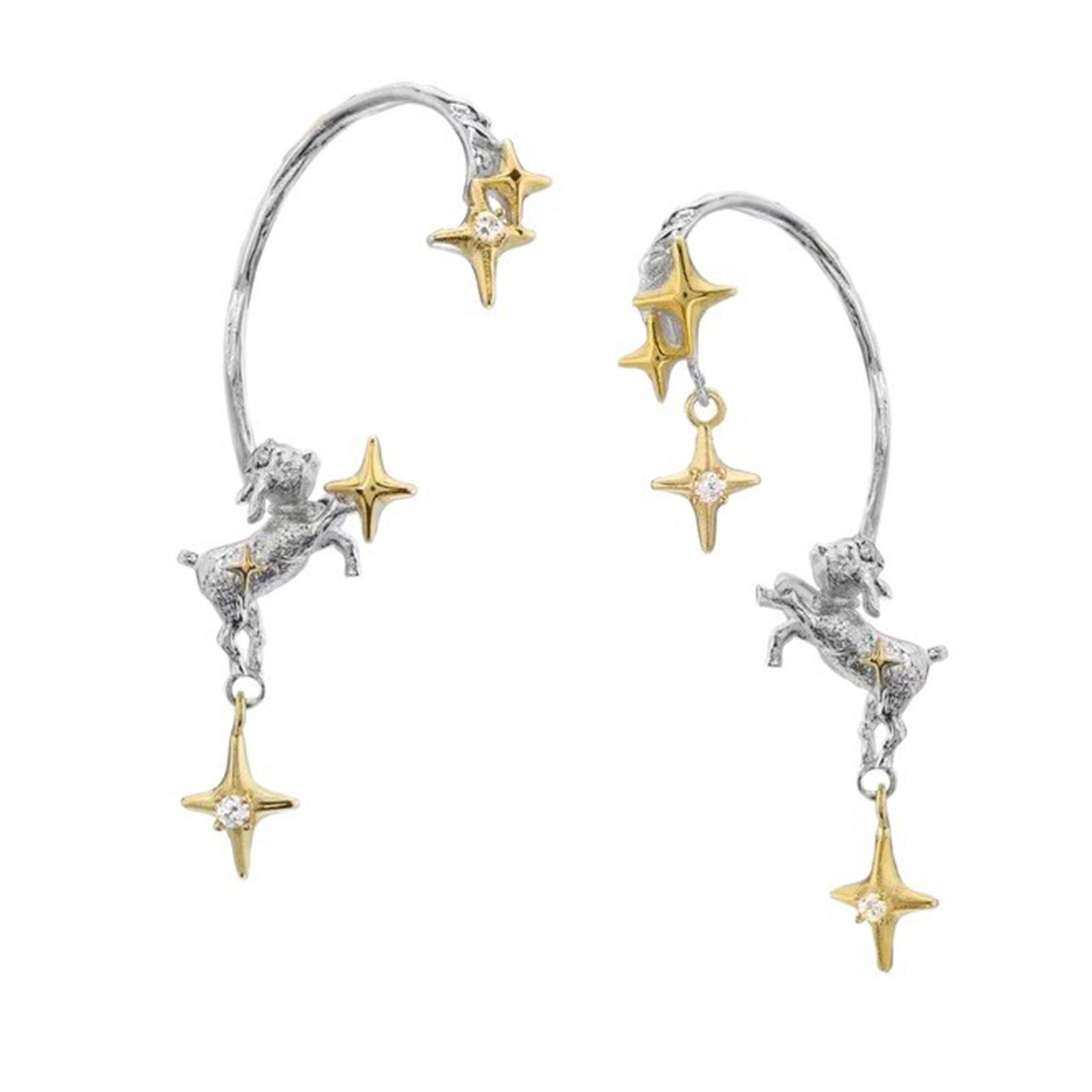 

Асимметричные серьги-клипсы из сплава в виде звезды и ягненка для женщин, гипоаллергенные, легкие, модная бижутерия