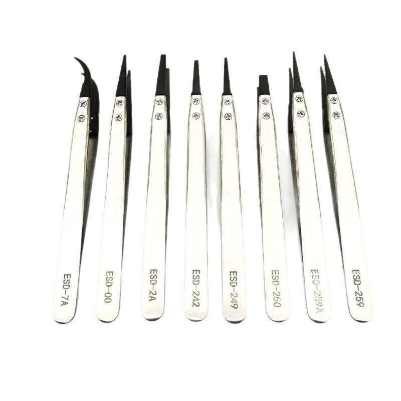 Static Control ESD Safe Stainless Steel Fine Point Tweezers For Electronics Repair And Laboratory Equipment Maintenance
